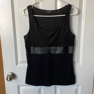 Express black tank sz M with faux leather detail